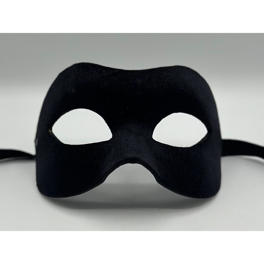 Masque recouvert de velours noir. Masque de mascarade noir pour homme.