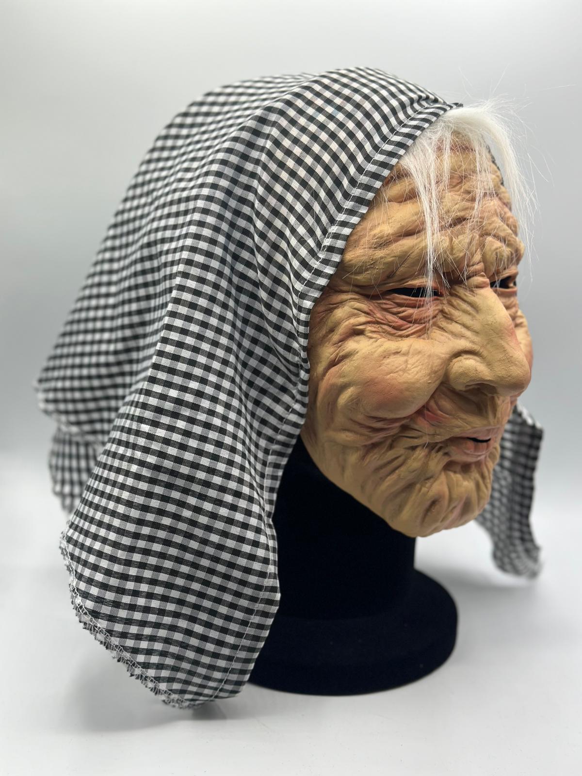 Alte Frau Maske - Maske fur eine Frau, die 50 jahre alt wird - oma kostüm - oma kostüm alte frau - halloween masken - Maske Alte Frau mit Kopftuch.