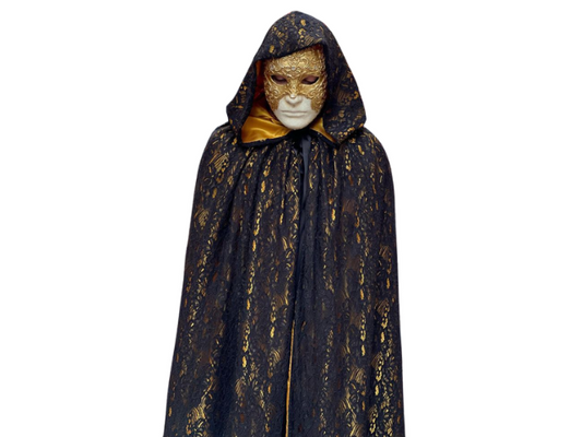 Golden cape covered with black lace with hood