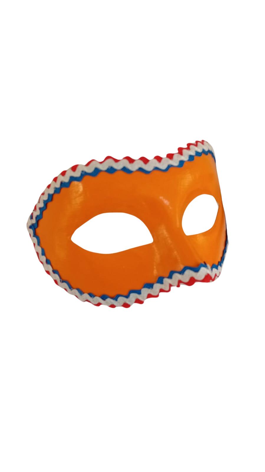 Original Venetian mask in orange with dutch flag trim