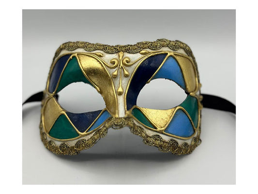 Masquerade mask in beautiful colours with golden trim