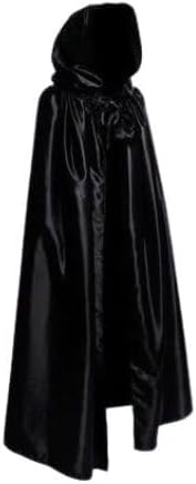 Set of eyes wide shut mask and black satin hooded cape - Halloween outfit - Masquerade outfit