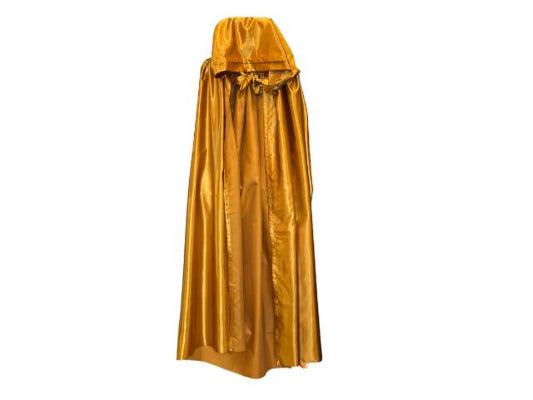 Venetian cape with a hood in gold satin - Halloween cape gold