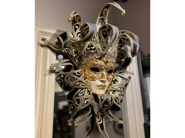 Venetiaans Jester masker in zwart